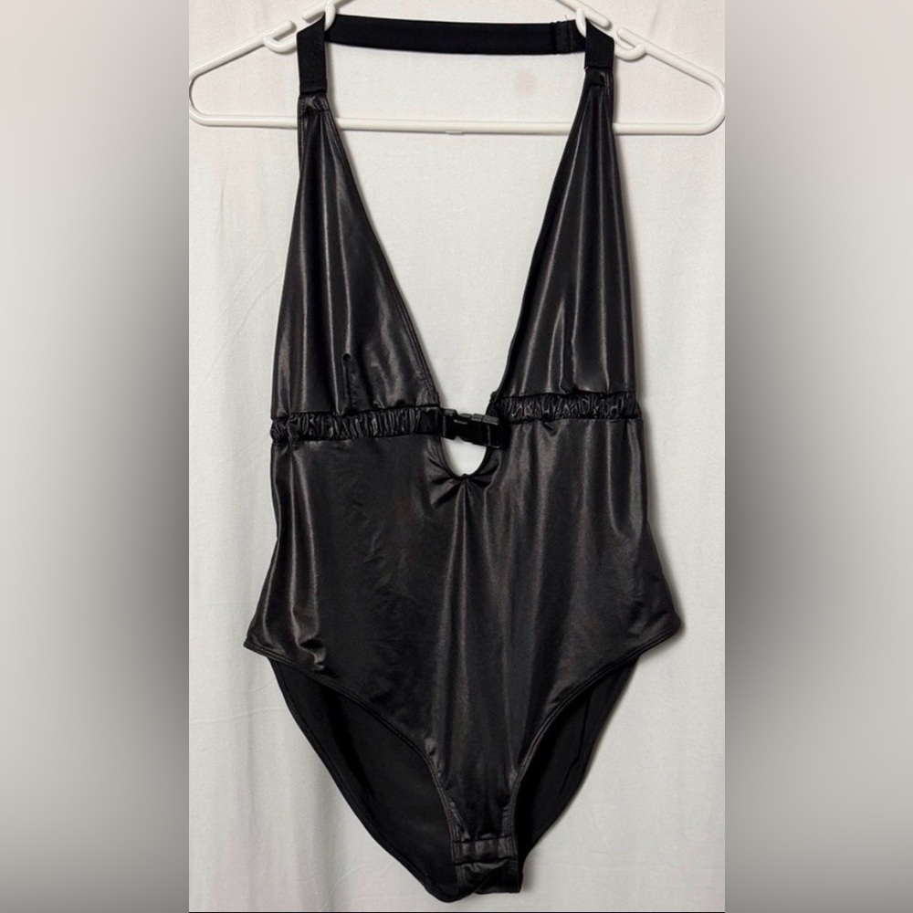 Out From Under Urban Outfitters Black One-Piece Buckle Swimsuit Size Large
